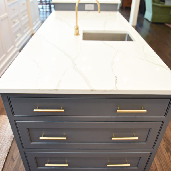 exquisite Atlanta kitchen renovation with custom white cabinets large island with seating and luxury appliances