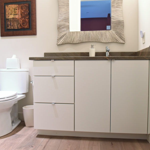 contemporary Atlanta bathroom with sleek modern vanity