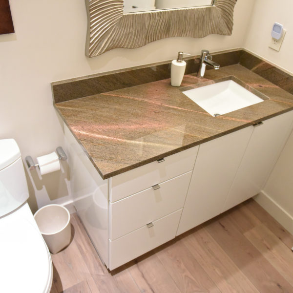 contemporary Atlanta bathroom with sleek modern vanity