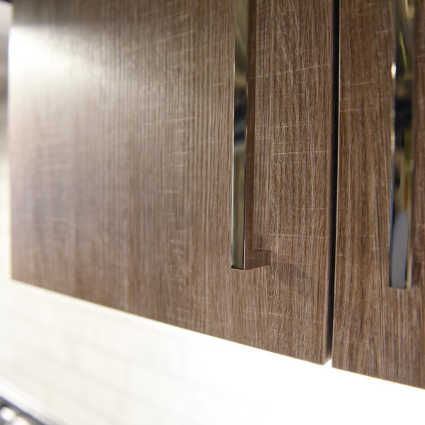 modern kitchen design in loft building with industrial ceiling