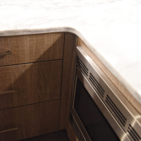 modern kitchen design in loft building with industrial ceiling