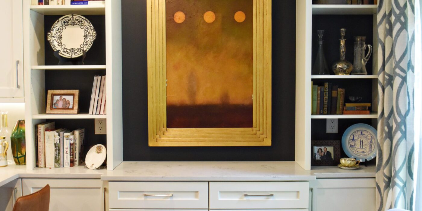 Atlanta area kitchen transformation with white cabinets luxury appliances breakfast nook and custom storage tower and pantry cabinets