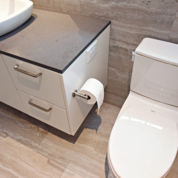 modern Atlanta bathroom with walk in shower soaking tub two vessel sinks on a large vanity