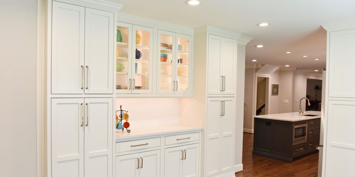 white built-in custom cabinets in an Atlanta dining room