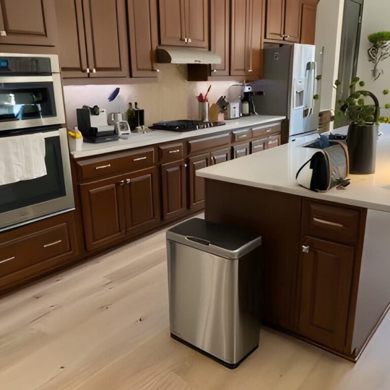 alpharetta kitchen before renovation with brown cabinets